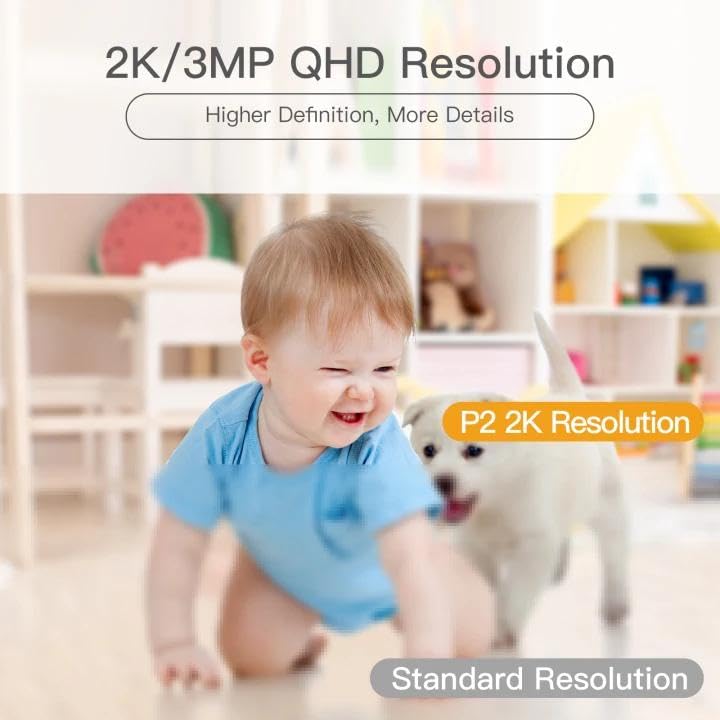 360° View 2K Pet Camera P2, 5G&2.4G Indoor Security Camera, Baby Monitor